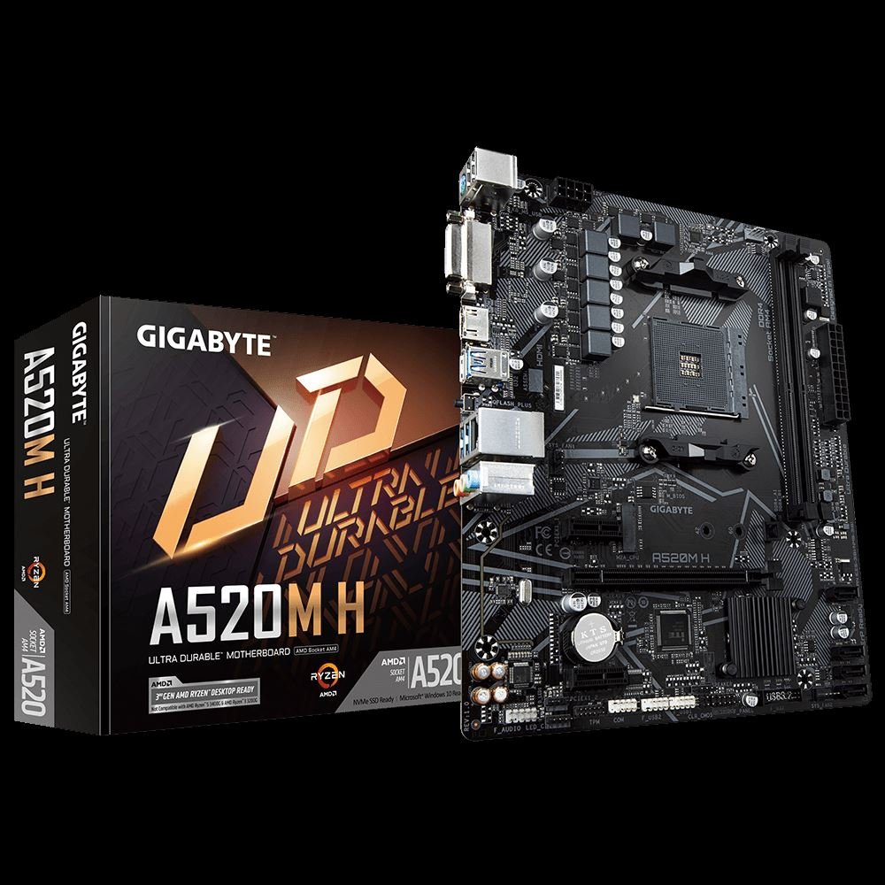 GIGABYTE A520M-H AMD A520M-H AM4 DDR4 4266MHZ DVI HDMI ANAKART