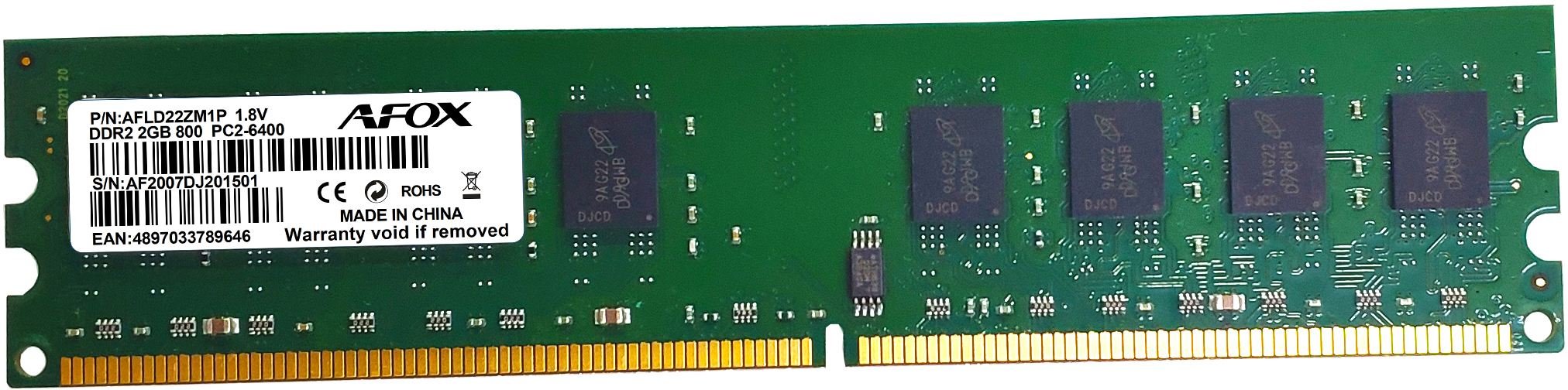 AFOX AFLD22ZM1P 2GB 800Mhz DDR2 MICRON CHIPSET RAM