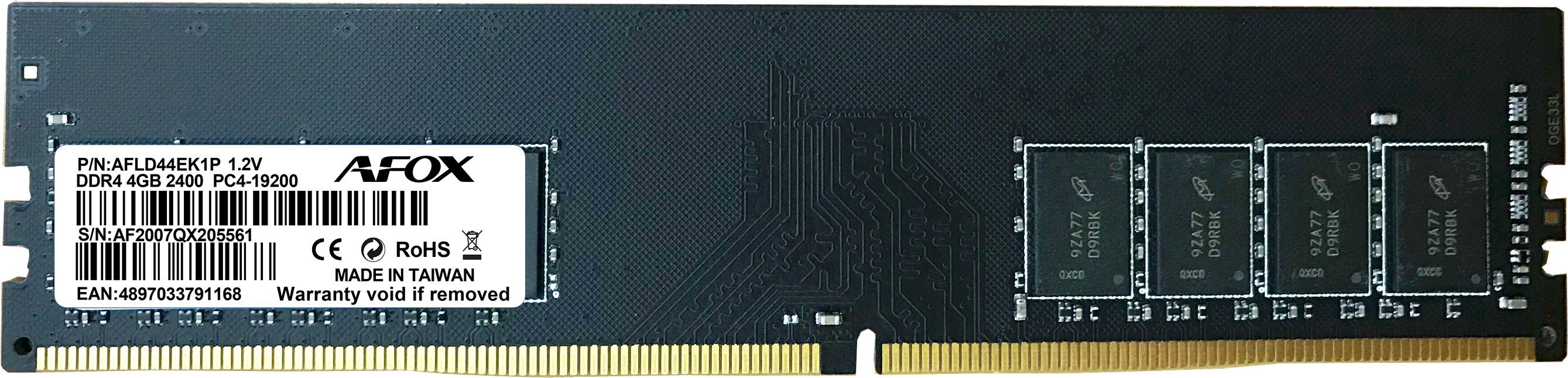 AFOX AFLD44EK1P 4GB 2400Mhz DDR4 MICRON CHIPS RAM