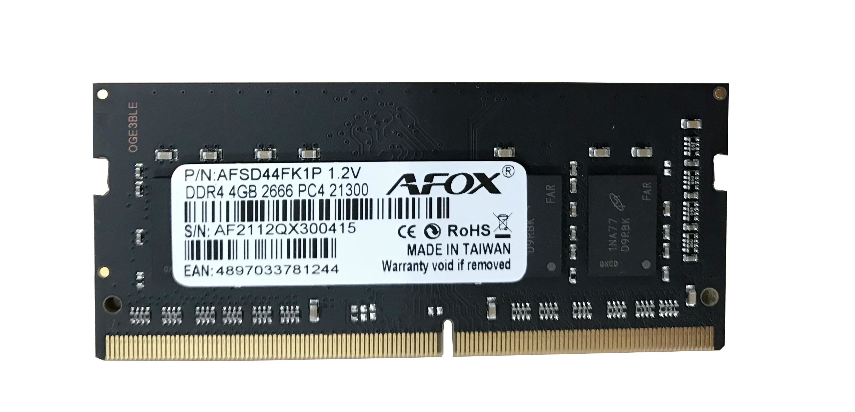 AFOX AFSD44FK1P 4GB 2666MHZ DDR4 SODIMM Notebook RAM