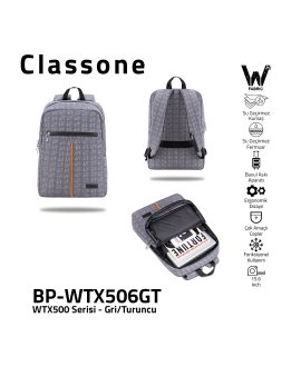 CLASSONE BP-WTX506GT 15.6" Sırt ÇNT GRİ-TURUNCU