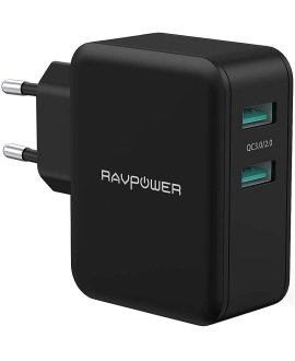 RAVPOWER RP-PC006 30W İki Port QC3.0 Hızlı Şarj Cihazı Siyah
