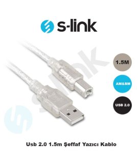 S-LINK SL-U2015 1.5m USB2.0 Yazıcı Kablosu