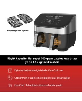 INSTANT 140-3127-01-EU 8Qt Vortex Plus Dual 7.6 Litre 8 Fonksiyonlu Cam Pencereli Hava Fritözü