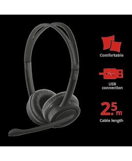 TRUST 17591 MAURO USB Kablolu Mikrofonlu Siyah Kulaklık