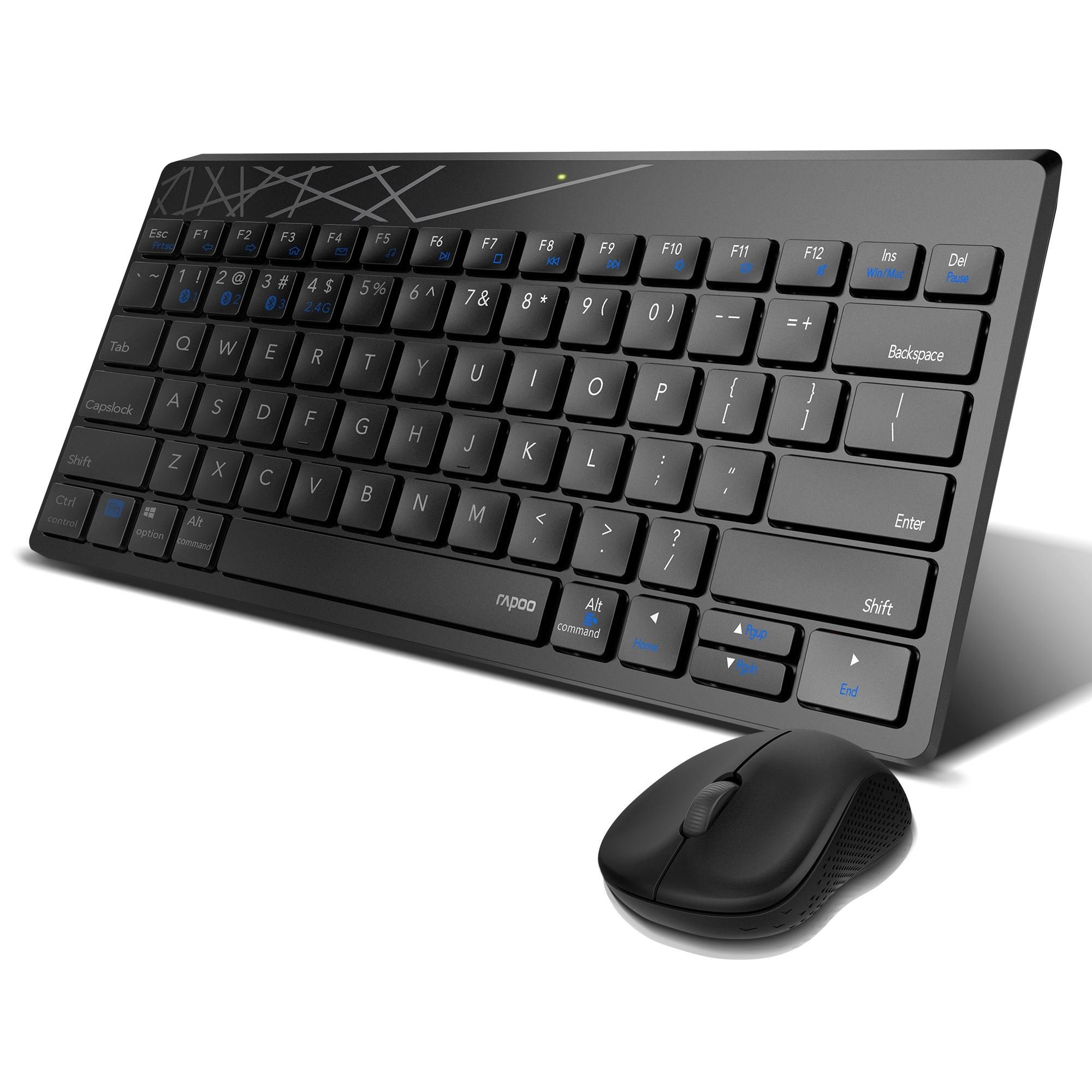 RAPOO 19106 8000M 1300DPI Çok Modlu Türkçe Klavye ile Optik Mouse Set Siyah