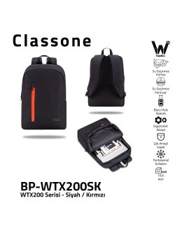 CLASSONE BP-WTX200SK BP-WTX200SK-15.6" Sırt Çnt-Siyah-Krımızı