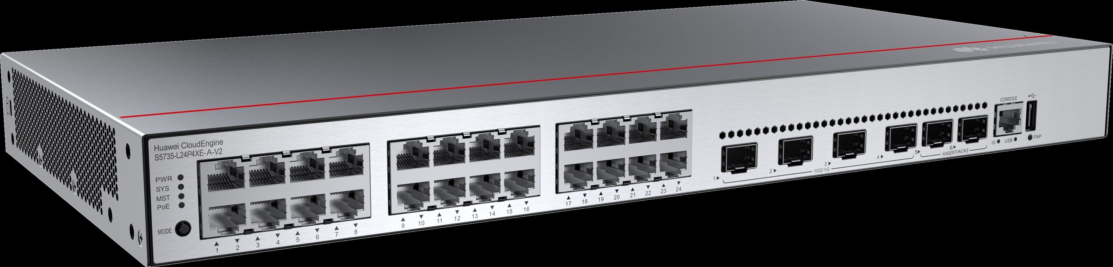 HUAWEI S5735-L24P4XE-A-V2 S5735-L24P4XE-A-V2 24 10 100 1000BASE T ports 4 10GE SFP ports 2 12GE