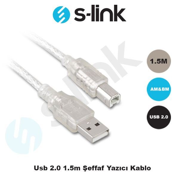 S-LINK SL-U2015 1.5m USB2.0 Yazıcı Kablosu